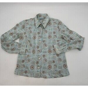 Miki Thumb Italy 100% Cotton LS Crinkled Shirt Women's s/ Large Boho Print “pics